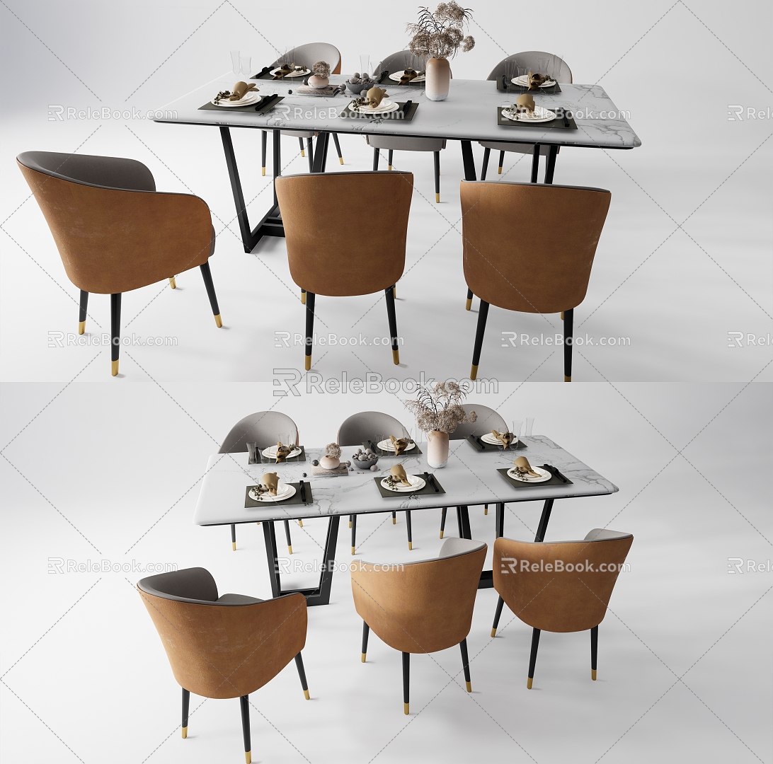 Dining table and chair SU model 3d model