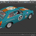 Vintage Gulf Racing Car With Blue Orange Livery Number 17 Coupé Design