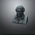 Classical Bronze Furniture Bust Sculpture With Collared Coat Bow Tie And Reflective Base