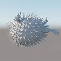 Spiny Spherical Pufferfish A Unique Aquatic Animal With Textured Body And Sharp Spines