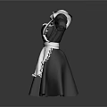 Classic Maid Costume Black Dress With White Apron Collar And Cuffs