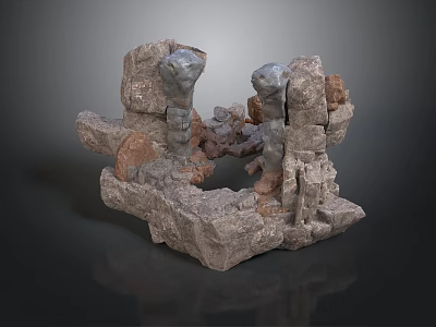 Natural Rock Formation Structure With Stacked Gray Brown Stones And Hollow Space 3d model