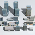 Modern Office Buildings With Various Architectural Designs And High Rise Structures 3d model