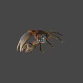 Realistic Crab Figure With Colorful Rubik's Cube On Gray Background