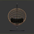 Modern Wicker Hanging Chair With Black Metal Stand And Padded Cushion