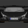 Gray Sports Car With Sleek Design Large Rear Spoiler And Red Wheels