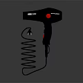 Daily Electrical Appliance Black Hair Dryer With Coiled Cord And Modern Design