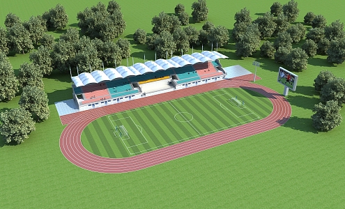 Modern football stadium stands 3d model