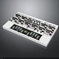 Professional Electronic Audio Mixer With White Panel Multiple Knobs Faders And Control Buttons
