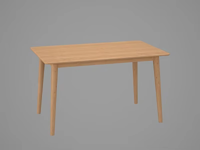 Simple Modern Wooden Dining Table With Rectangular Top And Slim Legs 3d model