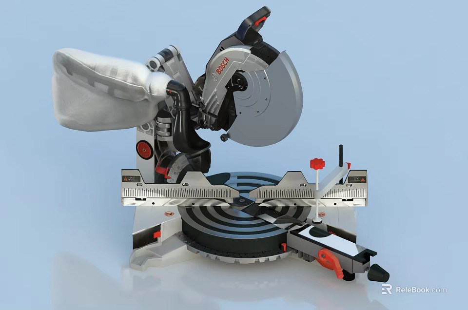 Industrial Miter Saw Featuring High Precision Cutting Adjustable Workbench And Safety Guard 3d model 
