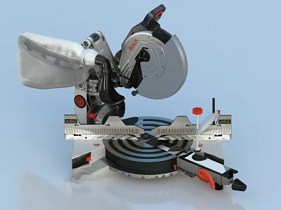 Industrial Miter Saw Featuring High Precision Cutting Adjustable Workbench And Safety Guard 3d model