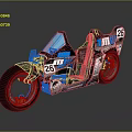 Racing Motorcycle With Blue Black Aerodynamic Body 26 2S Numbers And Golden Wheels