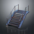 Industrial Rusty Metal Stairs With Metal Railings And Step Structure Design