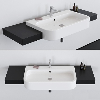 Modern wash basin wall hanging basin sink faucet 3d model