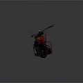 Red Retro Style Motorcycle With Classic Design And Brown Leather Seat