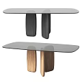 Modern Dining Table With Glass Top And Stylish Wooden Legs Design
