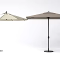 Outdoor Patio Umbrella Pair in Beige and Brown with Black Stand and Stable Base