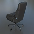 Black Leather Office Chair With High Back Armrests Silver Metal Base And Wheels