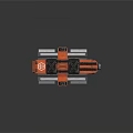 Futuristic Sci Fi Weapon With Orange Gray Mechanical Armored Panels And Pipeline Structure 3d model