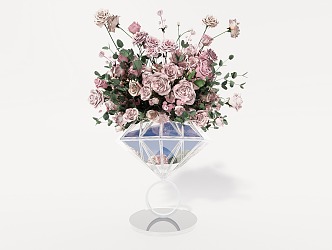 Wedding Auditorium Wedding Table Flower Rack Diamond Ring Table Flower 3d model