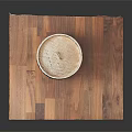 Traditional Natural Bamboo Steamer Kitchenware Placed On Wooden Tabletop For Home Cooking