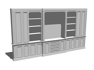 Classic Sideboard With Multiple Cabinet Doors Drawers And Open Shelves Design 3d model