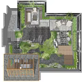Tranquil Roof Garden Design With Lush Greenery Wooden Pavilion And Stone Pathways
