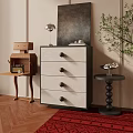 Modern Dresser With Four Drawers Black Round Knobs And Light Dark Design 3d model