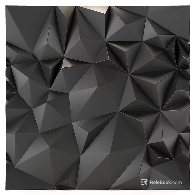 Black Geometric Wall Design With 3D Polygonal Texture And Abstract Patterns 3d model