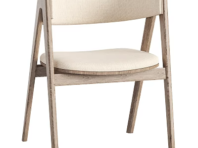 Modern Leisure Chair With Wooden Frame And Beige Fabric Seat Design 3d model