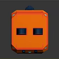 Cute Modern Orange Square Computer with Blue Ears Circular Speaker and Blue Lights