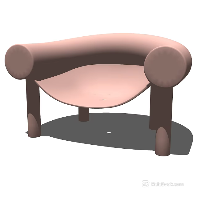 Modern Leisure Chair With Curved Armrests Arched Seat And Sleek Design 3d model 