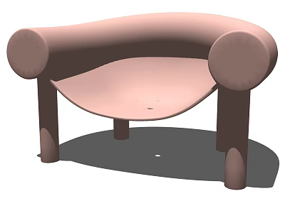 Modern Leisure Chair With Curved Armrests Arched Seat And Sleek Design 3d model