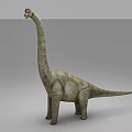 Reptile Dinosaur with Long Neck and Tail Standing on Four Legs Red Head Textured Skin