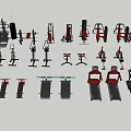 Various Sports Equipment Including Treadmills Strength Training Machines and Exercise Bikes