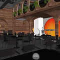 Modern Bar Interior Featuring Open Layout Warm Lighting Wooden Tables And Chairs
