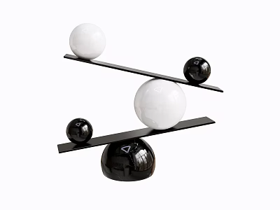 Modern Black and White Balanced Floor Lamp with Decorative Spheres and Sleek Structure 3d model