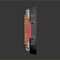 Industrial Equipment With Red Circular Component Metal Frame Yellow Gauge Pipes And Brackets Textured Surface