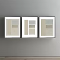 Abstract Paintings With Gray Blue Color Blocks In Black Frames Hanging On Wall 3d model
