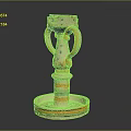 Ceramic Candle Holder With Two Handles Blue Dots And Colorful Base Stripes
