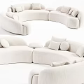 Curved Sectional Sofa in Gray Beige Brown with Soft Upholstery and Plush Cushions