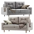 Modern Cozy Two-Seater Sofa with Soft Upholstery Decorative Pillows and Throw Blanket