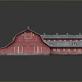 Red Traditional Barn Building With Gray Roof Small Windows And Rural Architecture Style