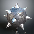 Decorative Ornament Set With Spiked Sphere Metallic Textured Surface And Silver Spikes