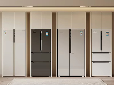 Modern Multi Door Refrigerators in Various Colors and Styles for Kitchen 3d model
