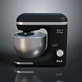 Modern Black and Silver Kitchen Mixer with Metal Bowl and Control Knob