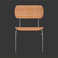 Modern Simple Wooden Chair With Light Brown Seat Backrest And Silver Metal Frame