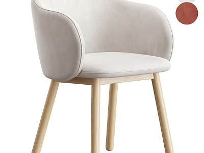 Modern Minimalist Stool With Light Beige Fabric Seat And Wooden Legs 3d model