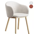 Modern Minimalist Stool With Light Beige Fabric Seat And Wooden Legs
